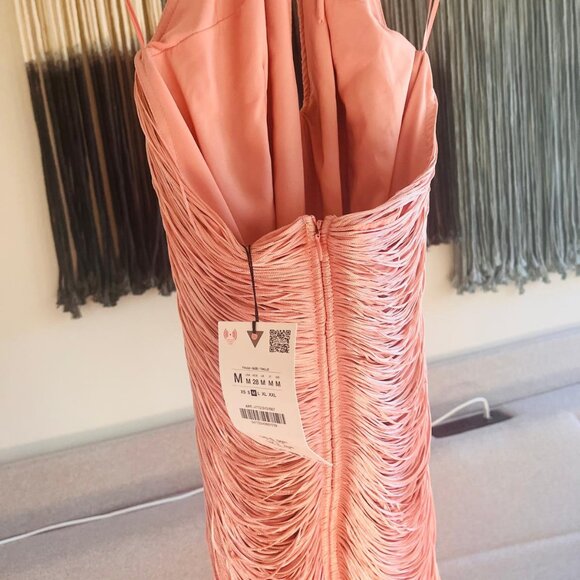 ZARA SHORT FRINGED HALTER DRESS (NWT) - Pale Pink - Medium (M)  | 4772/243/687 - Picture 10 of 11